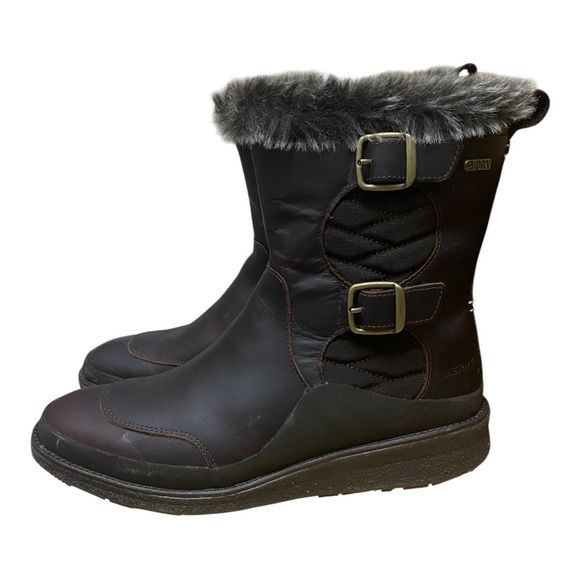 Merrell Shoes - Merrell Womens Tremblant Ezra Zip Brown Boots Size 9 Faux Fur Winter Wet Ice